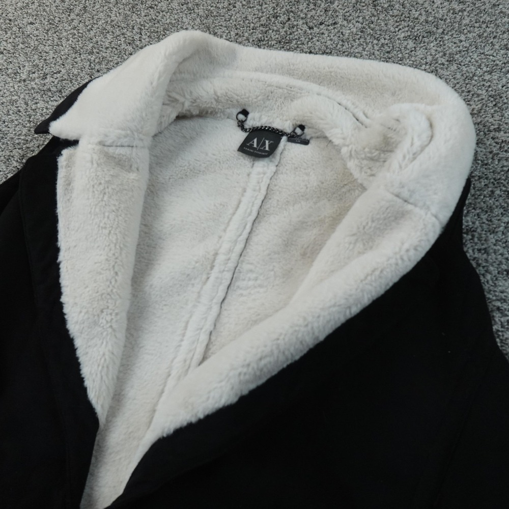 Armani Exchange Vest Womens L Black Sherpa Fleece Lined Faux Shearling Jacket‎